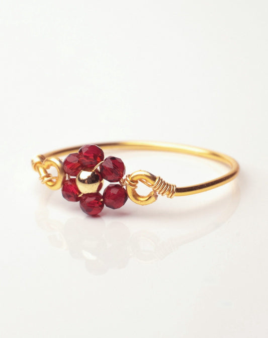 Floral ring in Red Agate